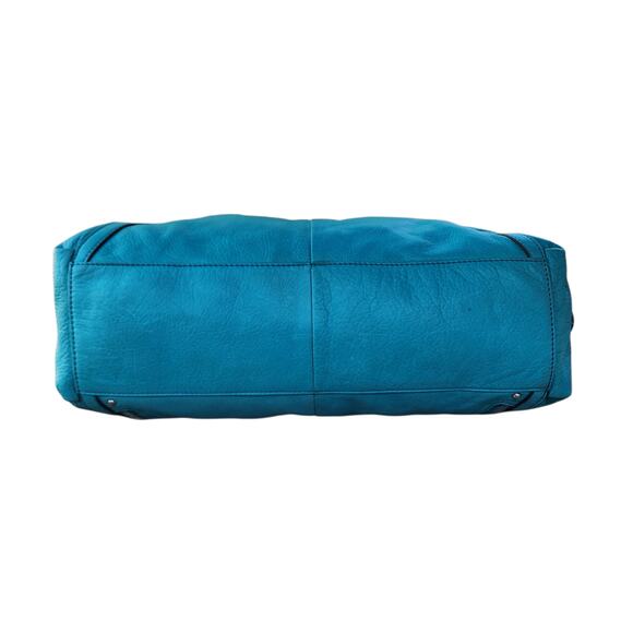 B. Makowsky Turquoise Leather Slouchy Hobo Shoulder Bag - Picture 9 of 11